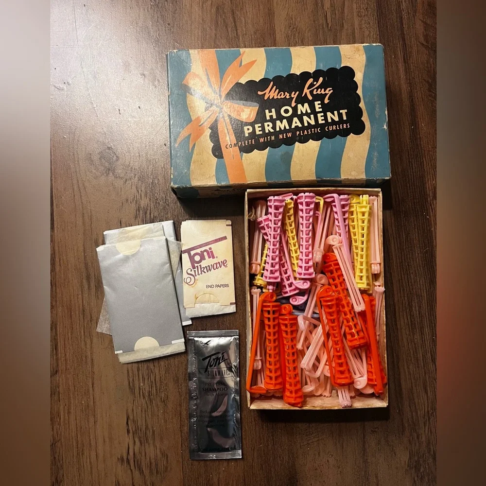 Vintage 50s Mary King Home Permanent Kit Plastic Curlers in Box Complete Kit